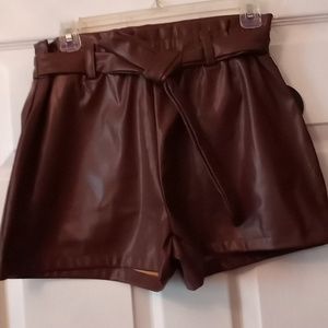 Brown leather like shorts
